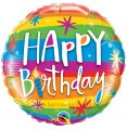 Birthday Rainbow Stripes Mylar Balloon