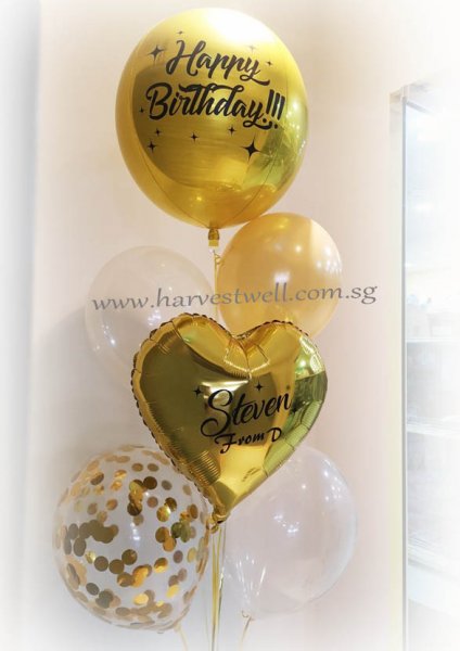 Personalised Orbz Heart Balloon Bouquet Personalised Anniversary Orbz