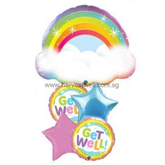 Pastel Rainbow Get Well Soon Balloon Bouquet