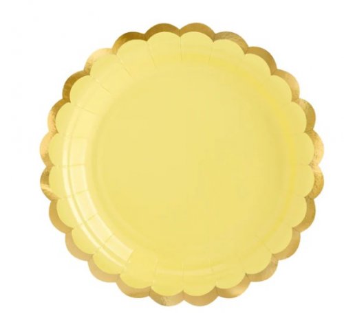 Gold Scalloped Yellow 7inches Dessert Paper Plate 16pcs