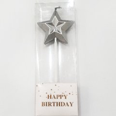 Diamond Star Metallic Silver Candle