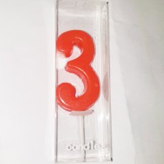 Red Number 3 Birthday Candle