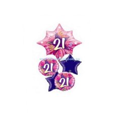 21st Birthday Bright Pink Shining Star Balloon Package