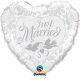 Just Married Love Doves Silver Mylar Balloon