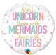 Unicorn Mermaids Fairies Mylar Balloon