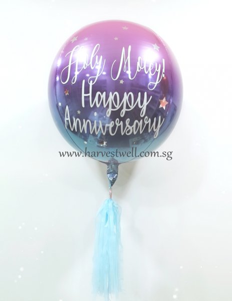 Customised Ombre Happy Anniversary Orbz Balloon