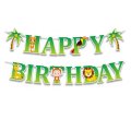 Cute Zoo Jungle Safari Rainforest Happy Birthday Jointed Banner