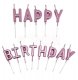 Happy Birthday Metallic Pink Letter Pick Candle Set