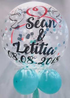 Personalized Jumbo Dove with Red Heart Helium Latex Balloon