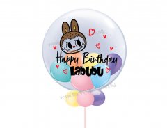 Personalised Labubu Birthday Theme Bubble Balloon