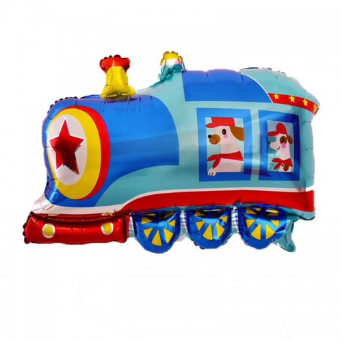 Happy Birthday Blue Train Super Shape Mylar Balloon