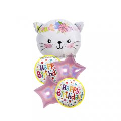 Cute Cat Party Birthday Balloon Bouquet