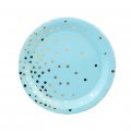 Light Blue and Gold Polka Dots 9inches Lunch Paper Plate 10pcs