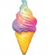 Pastel Rainbow Swirl Ice Cream Cone Super Shape Mylar Balloon