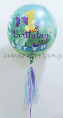 Customised 1st Bday Mermaid Orbz Balloon