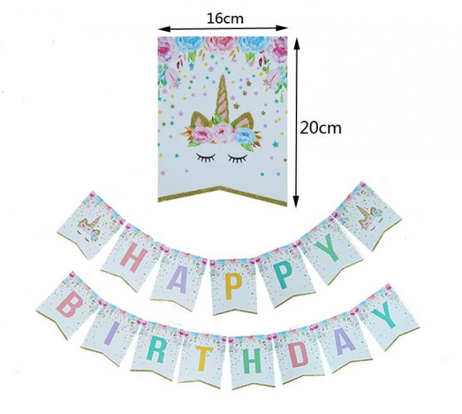 Unicorn Birthday Jointed Banner