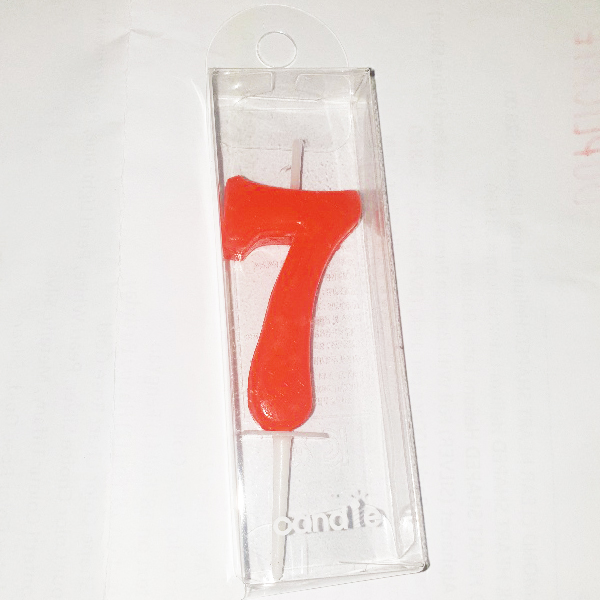 Red Number 7 Birthday Candle