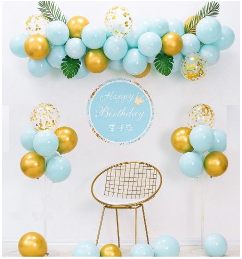 Balloon Garland Blue and Gold Balloon Decorations in Singapore | Party ...