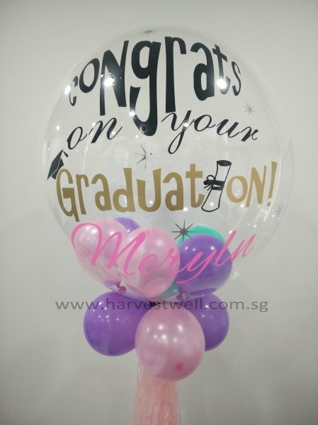 Customised Congrats On Grad Bubble Balloon : Helium Balloons Delivery ...