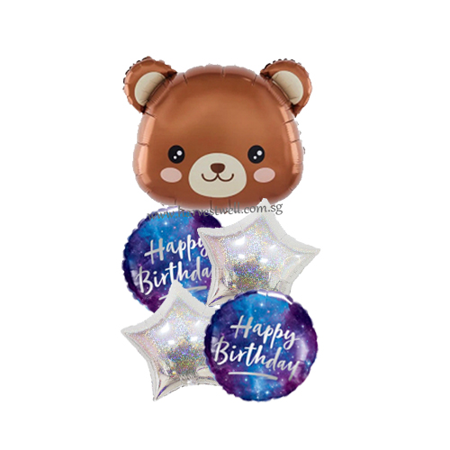 Cute Bear Animal Party Birthday Balloon Bouquet : Helium Balloons ...